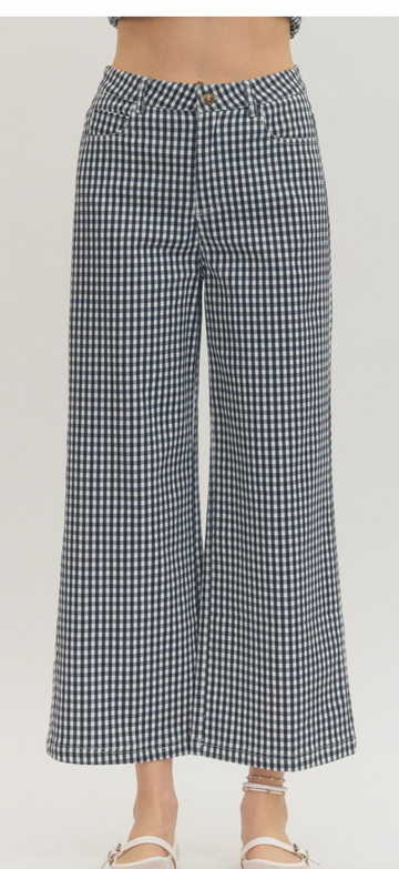 Navy Gingham Pants