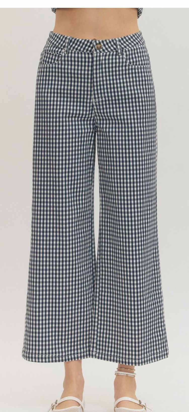 Navy Gingham Pants