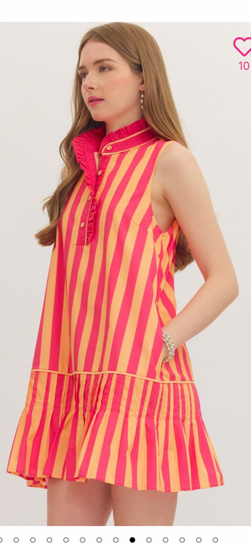Pink/Orange Striped Dress