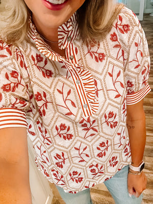 Crimson & Cream Dream Top