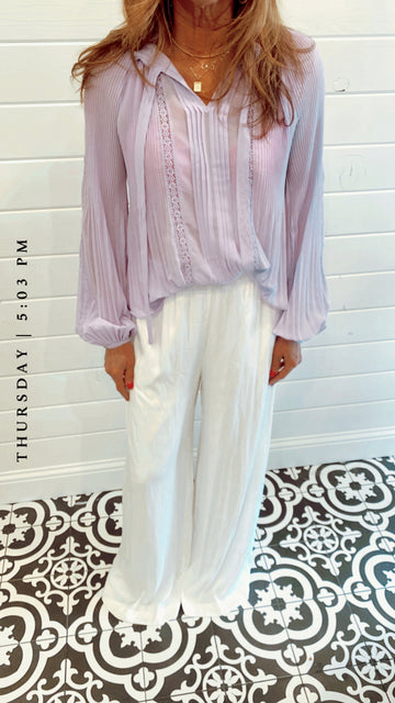 Pleated lavender blouse