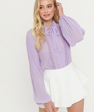 Pleated lavender blouse