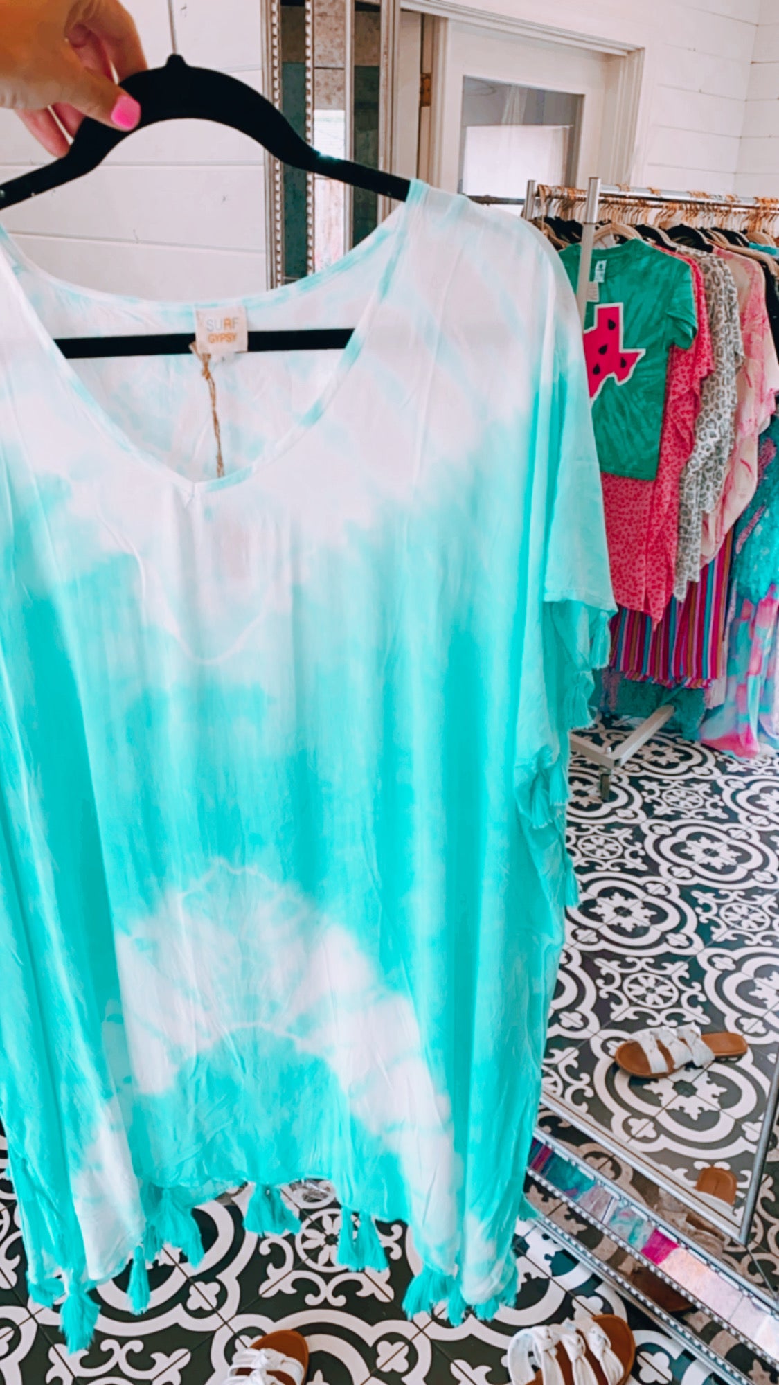 Turquoise tie dye cover up